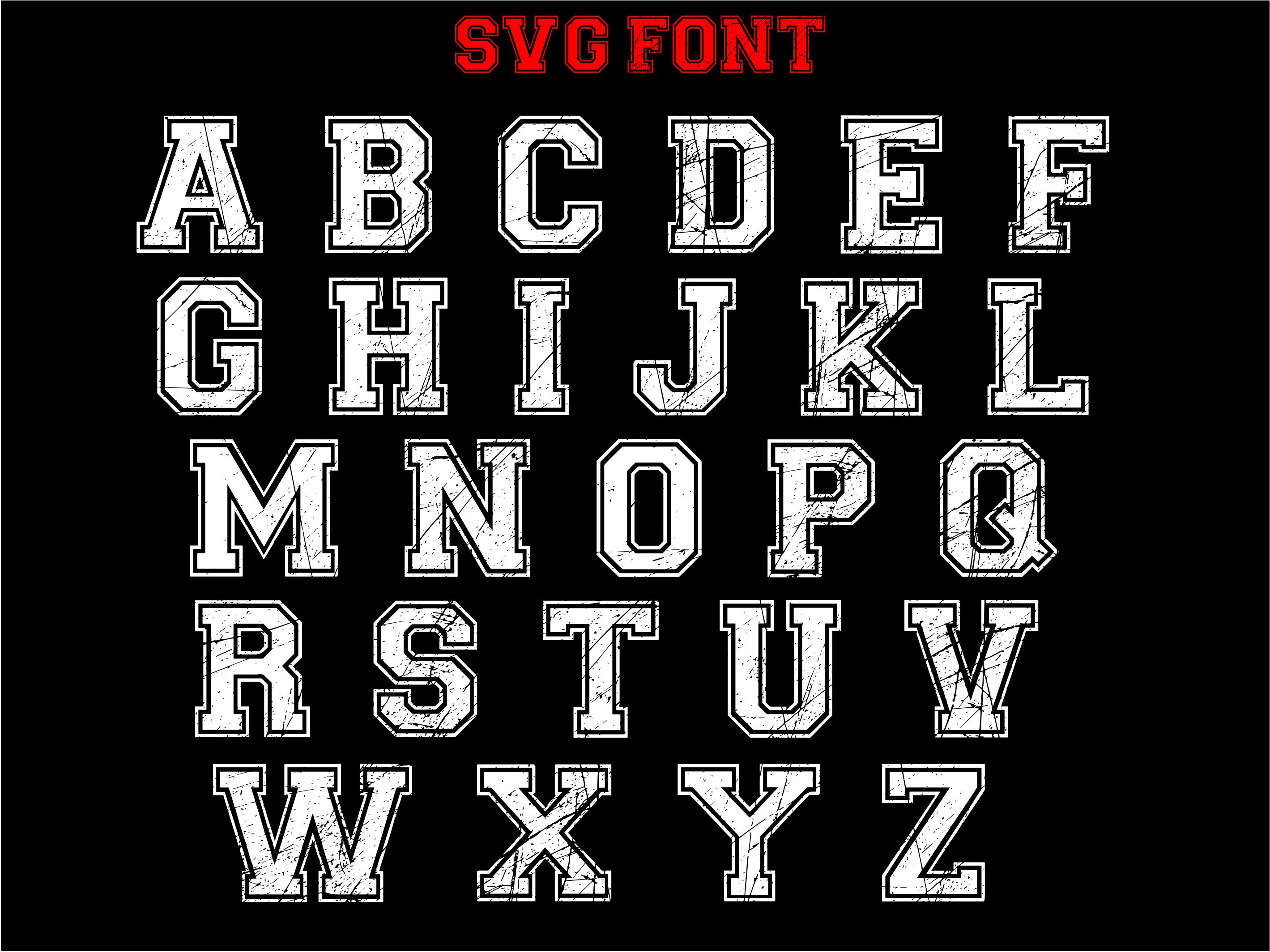 Varsity font SVG, College font svg, Varsity alphabet svg