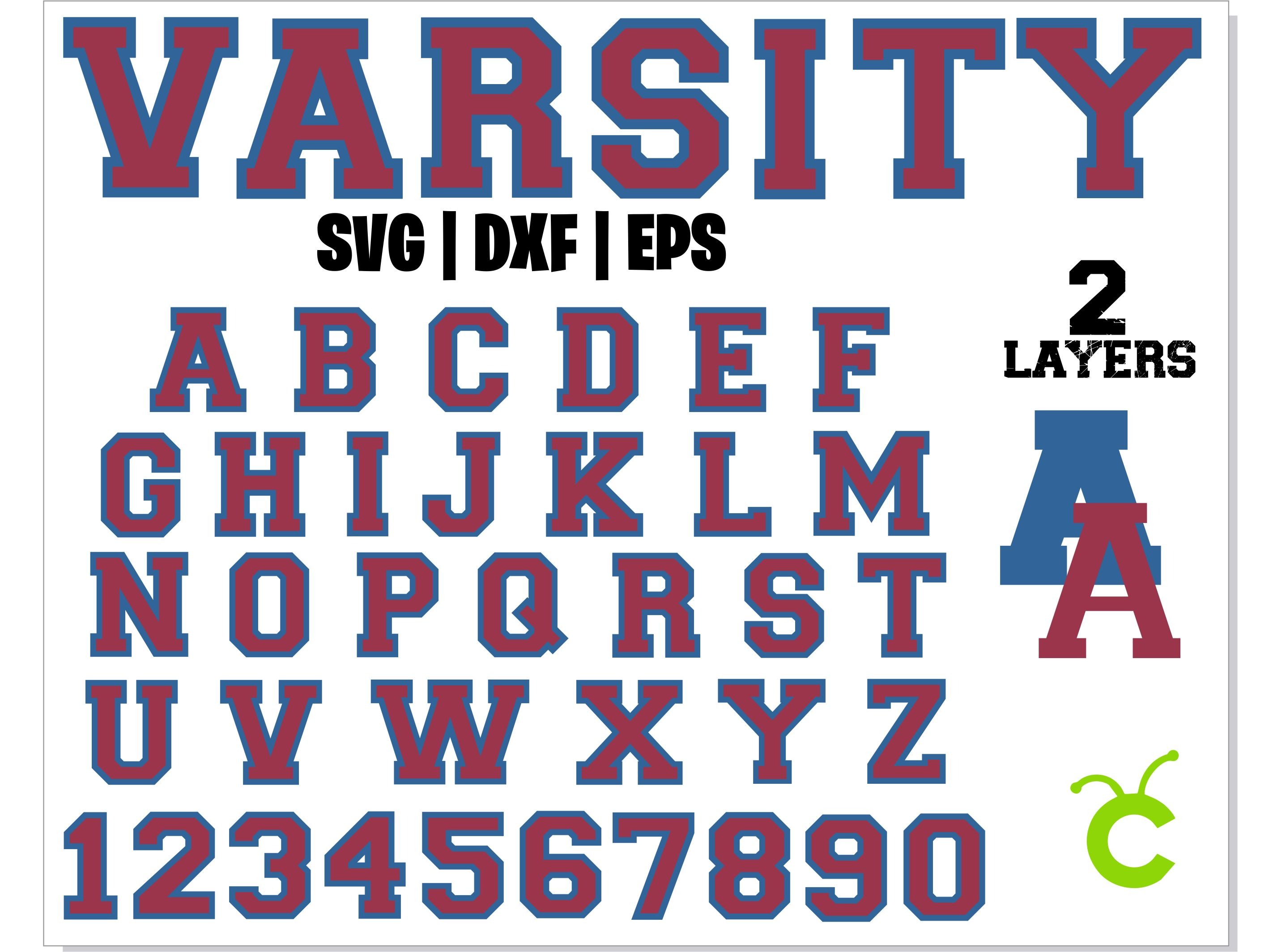 Varsity font SVG, College font svg, Varsity alphabet svg, Svg cut files  for cricut, Varsity letters and numbers