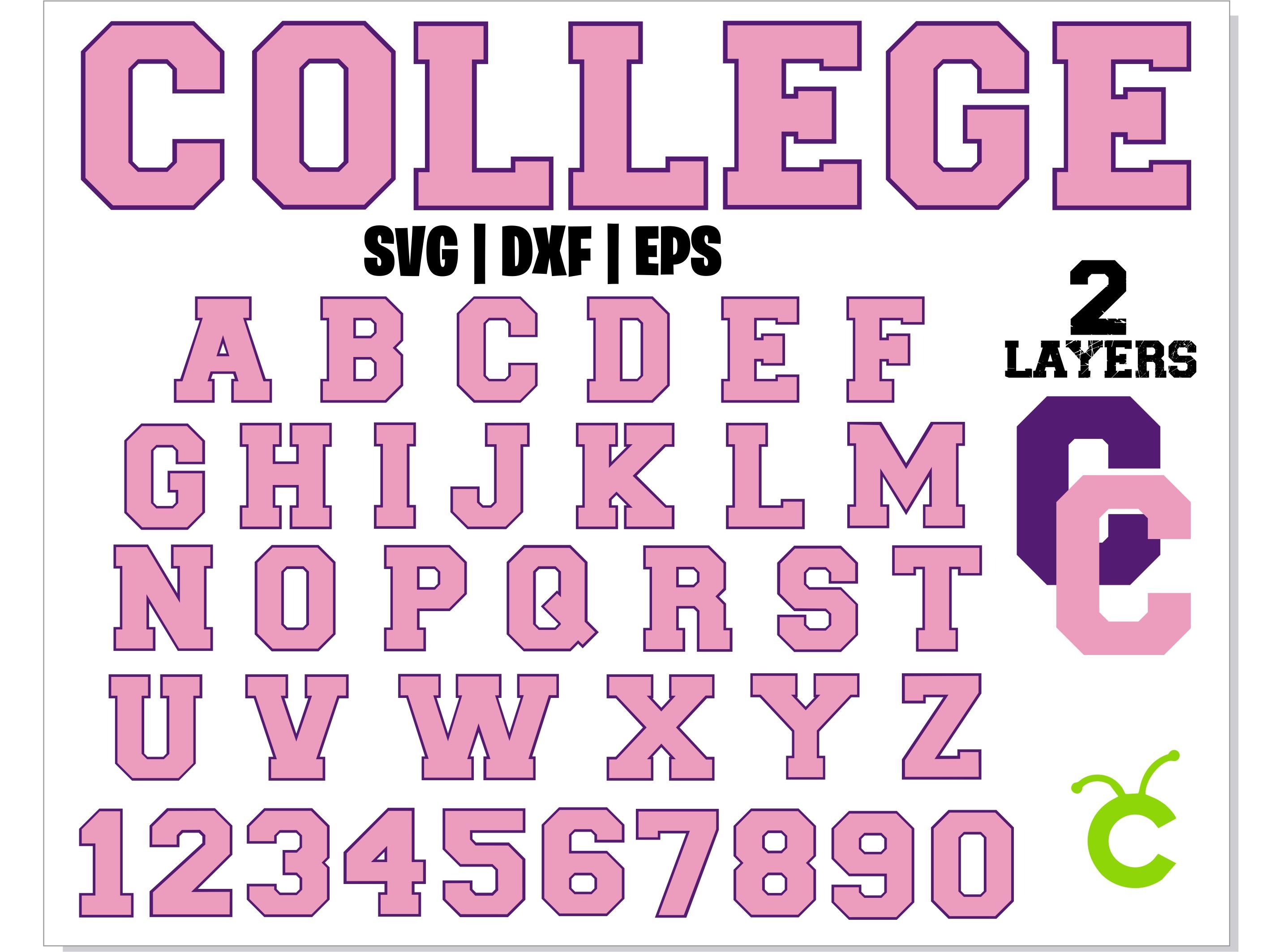 College or university alphabet. Original sport font with uppercase