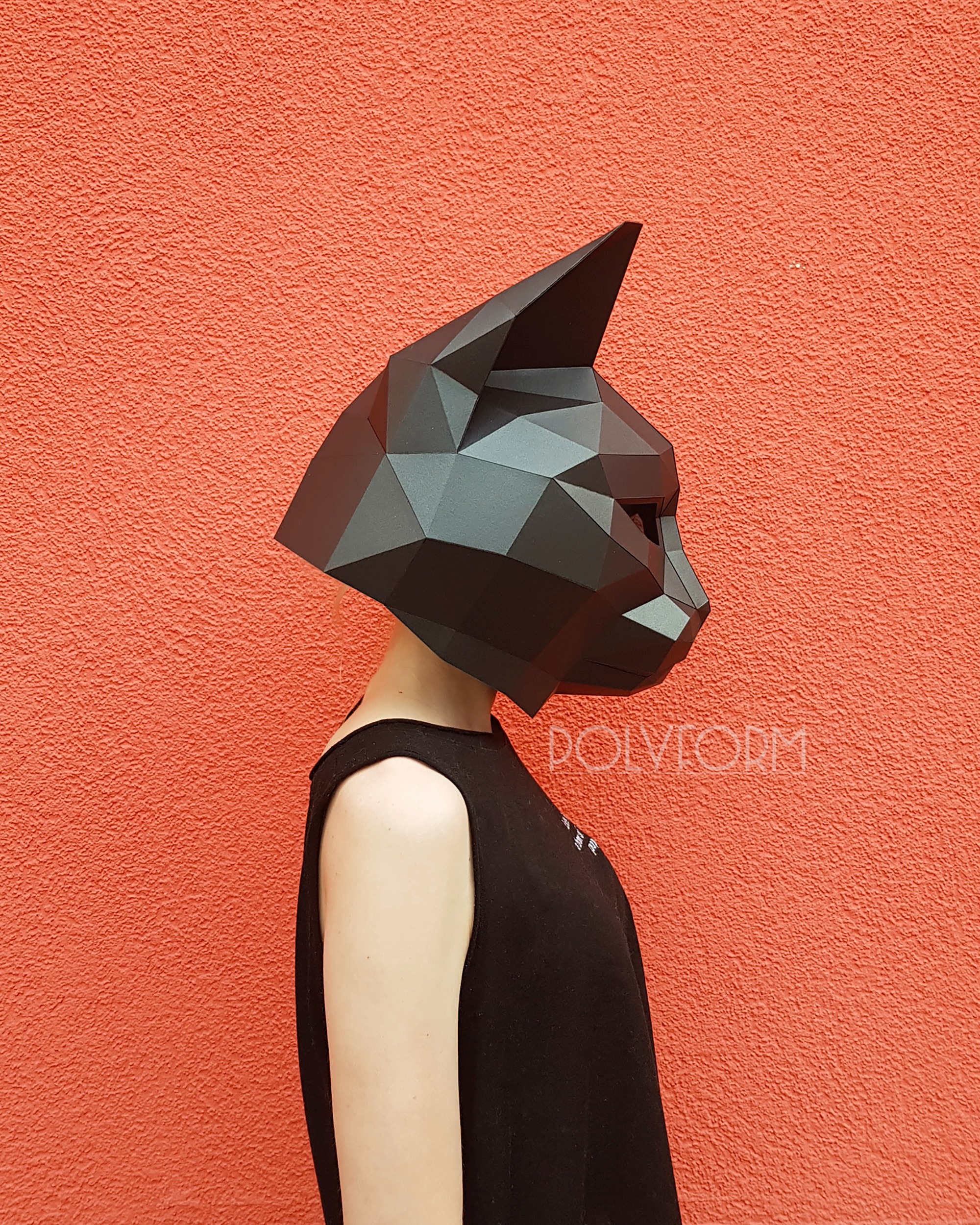 STL file Cat Mask Low Poly V1 🐱・3D printable model to download・Cults