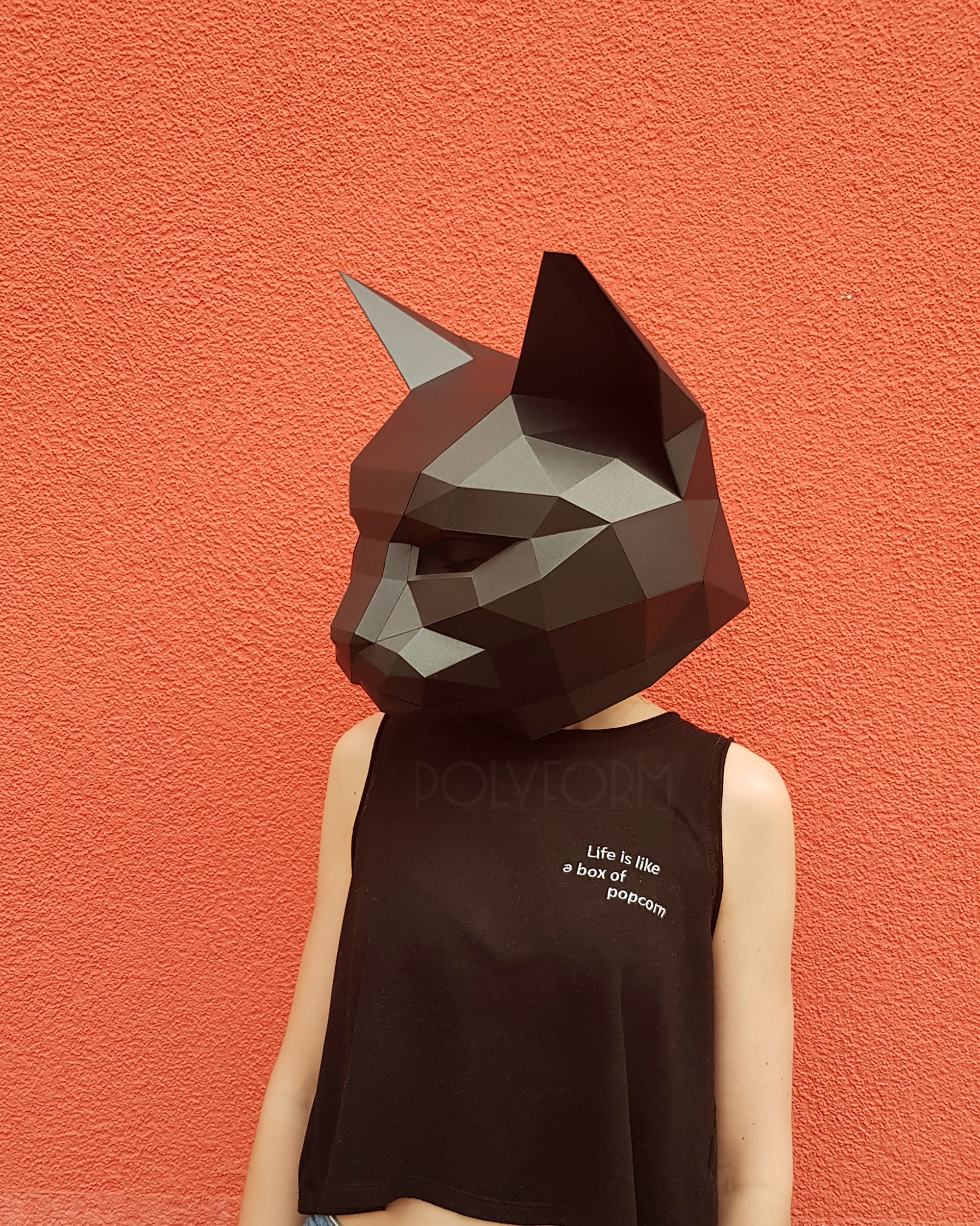 STL file Cat Mask Low Poly V1 🐱・3D printable model to download・Cults