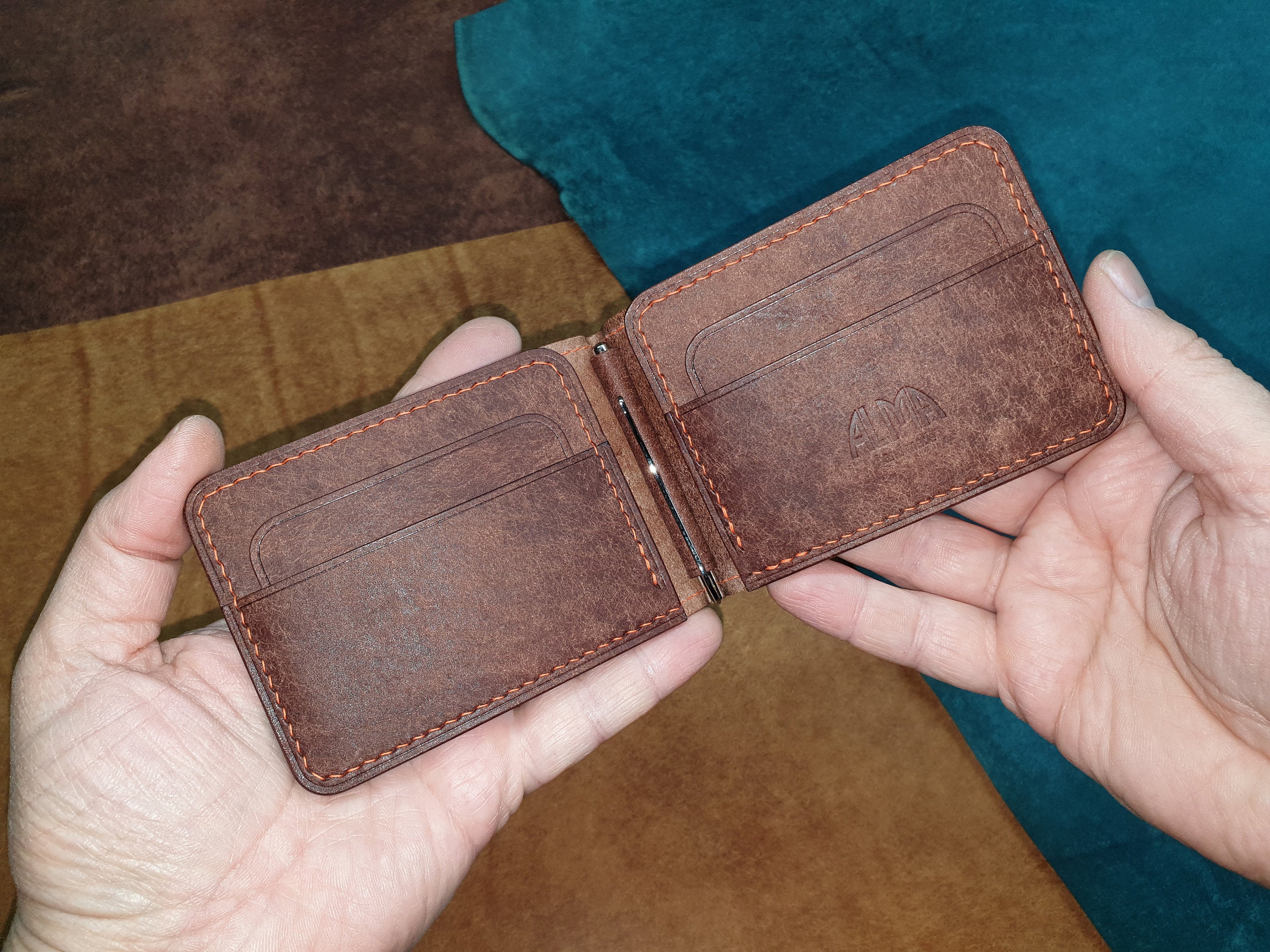 Pueblo Leather Wallet, Original Money Clip Wallet, Bifold Wallet 
