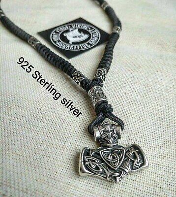 Mens necklace. Paracord necklace with beads. Mens Choker. Mjolnir neck –  KNOT-finds
