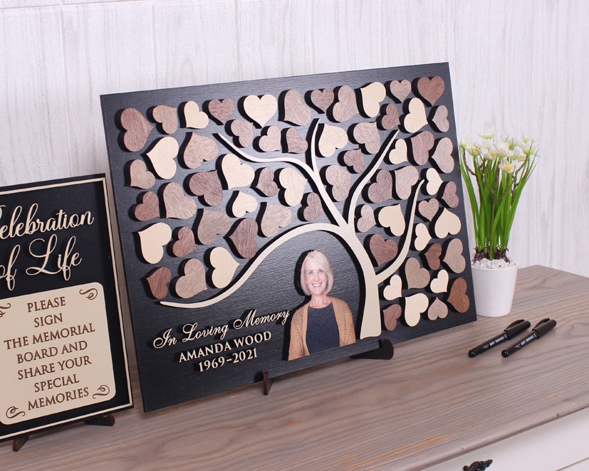 Wooden Funeral Guest Book for Memorial Service Celebration of Life  Decorations