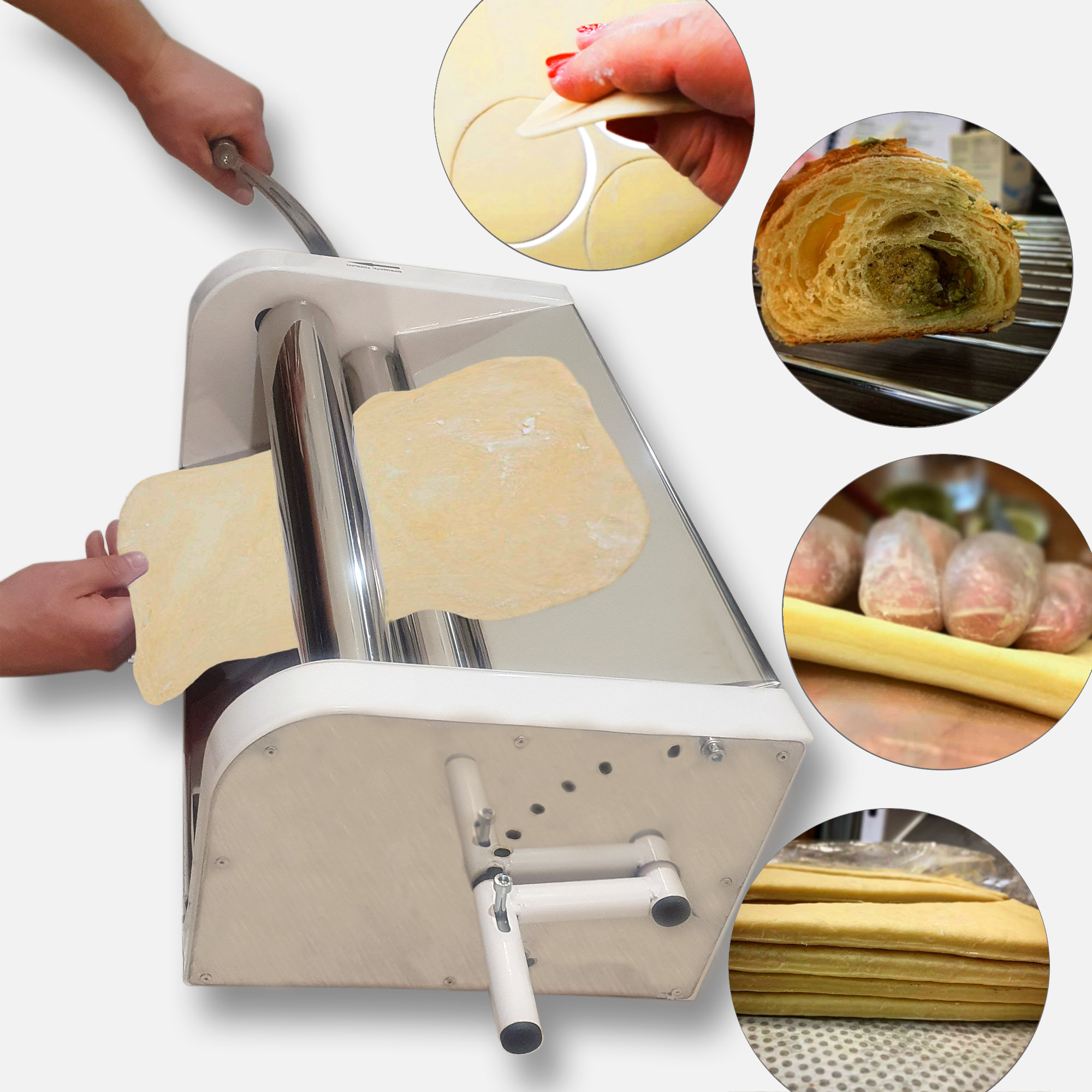 Chef Prosentials Manual Fondant Sheeter, 16 inch Pastry Dough Sheeter  Croissant Baking Roller