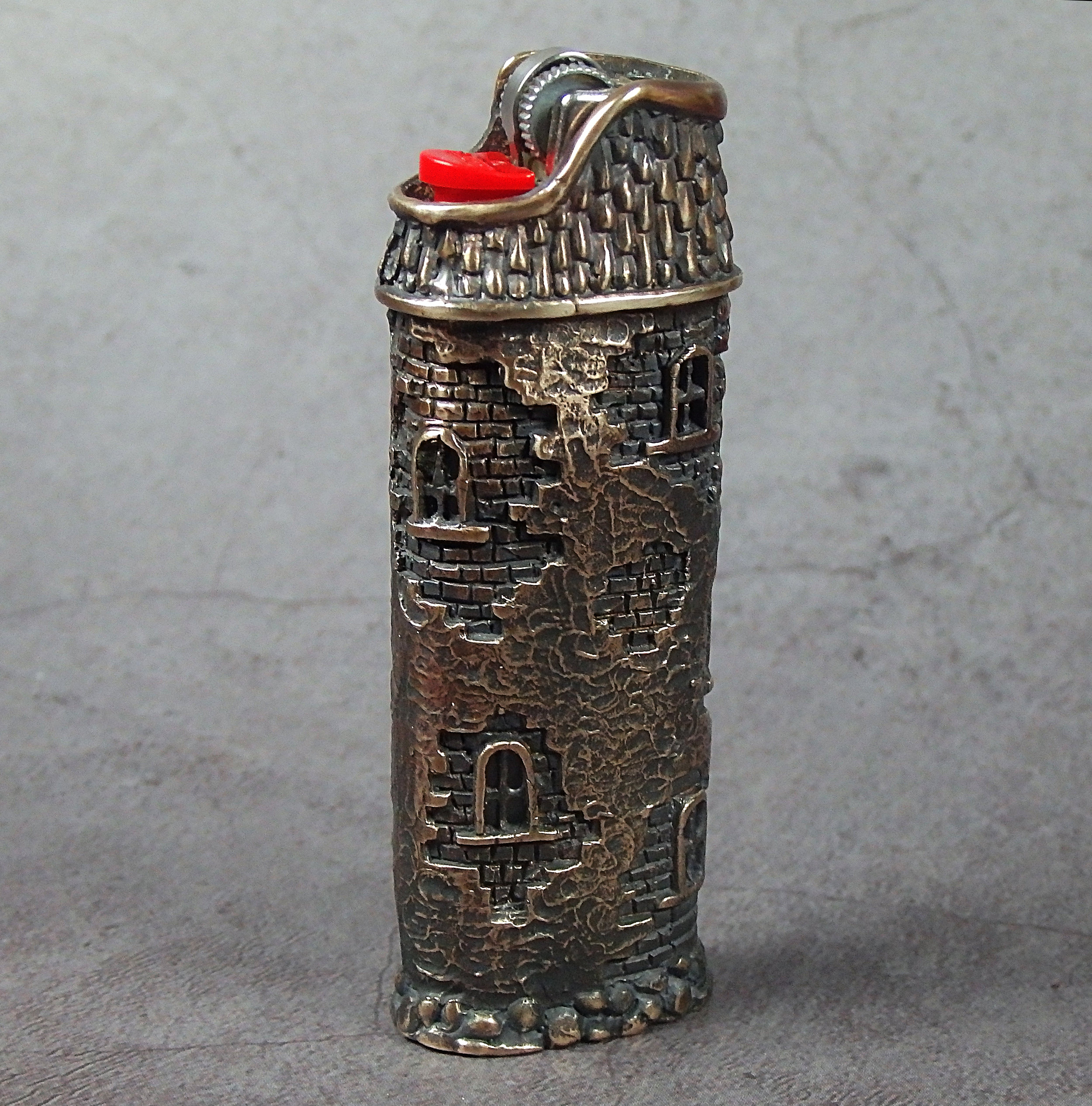 Lighter cover Old Tower, designer bronze case for disposable lighter J3,  handcrafted smoking souvenir, unique medieval LARP accessories 58930 in  online supermarket