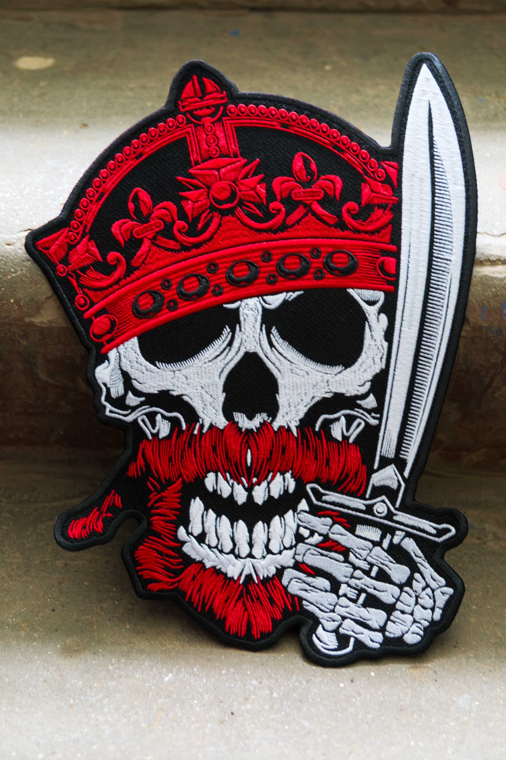 Back patches for jackets, biker scull patches, large patches white, red,  black 126752 in online supermarket