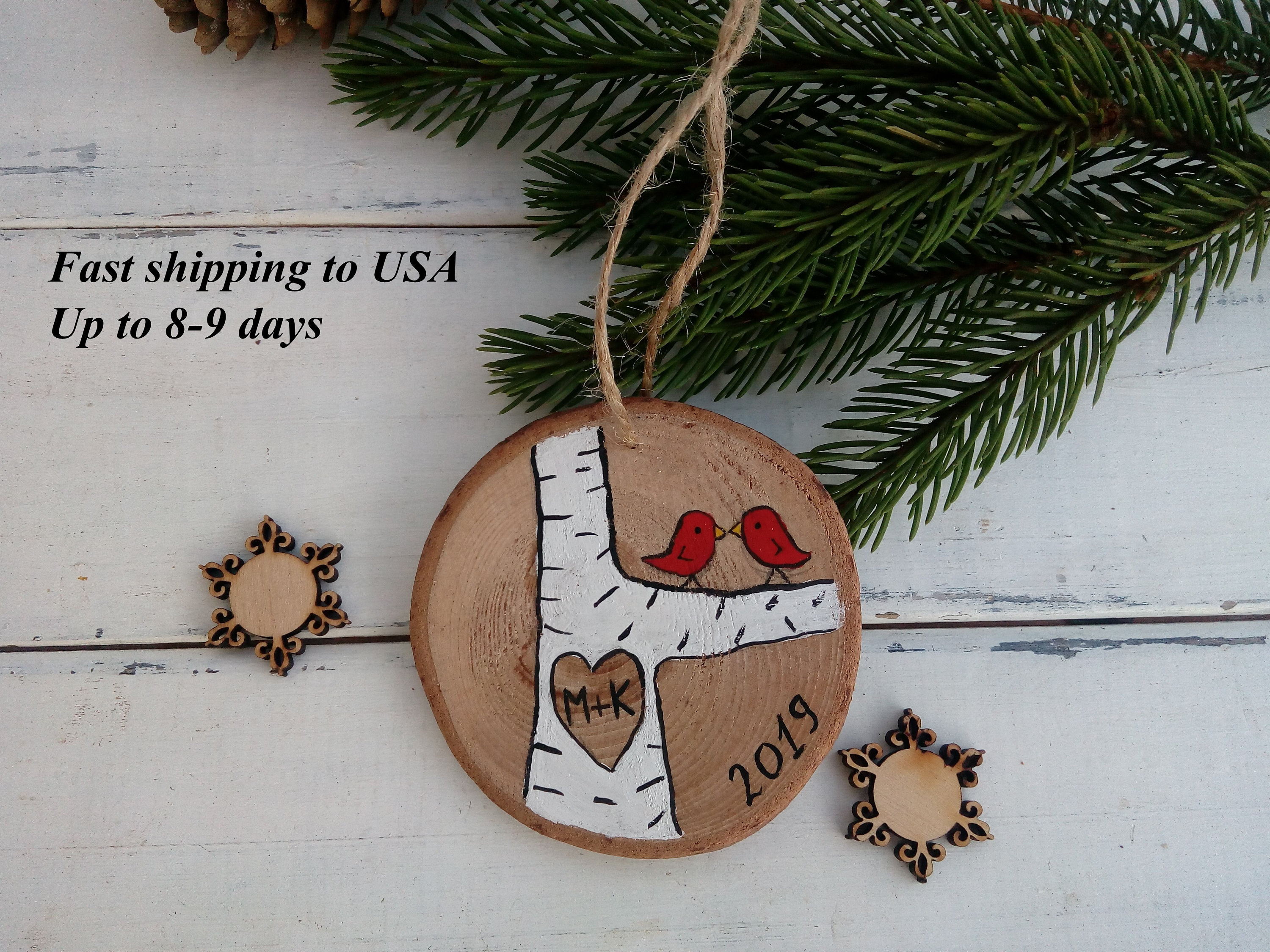 Love Christmas Wood Ornament LOVE Heart Christmas Ornament Engraved Wooden  Tree Decoration Heart Ornament Word Art Ornament 