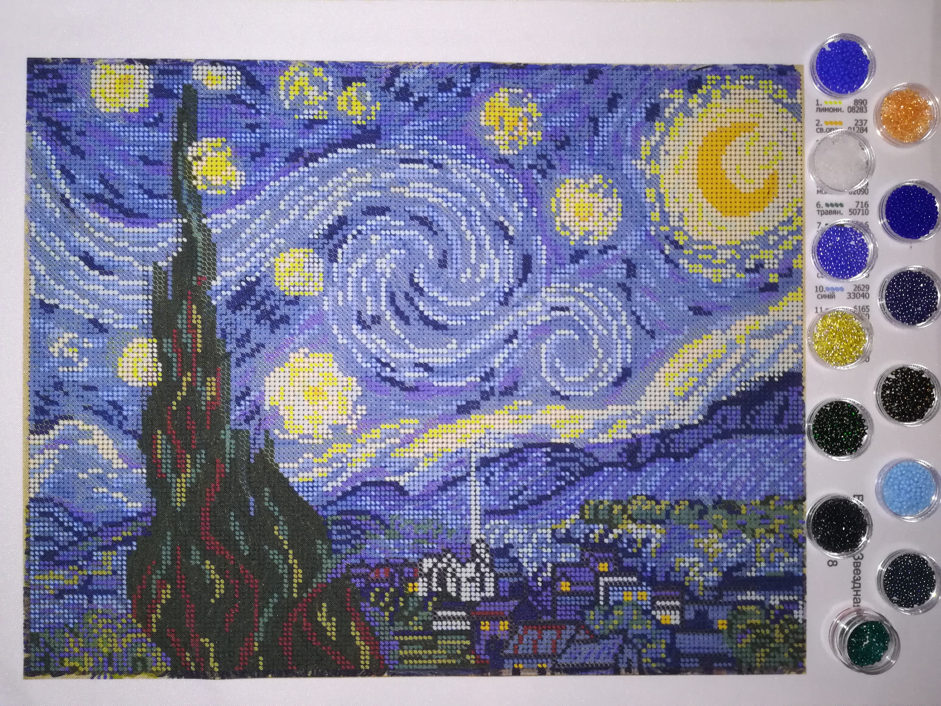 DIY Bead Embroidery Kit STARLIGHT NIGHt Based on Van Gogh