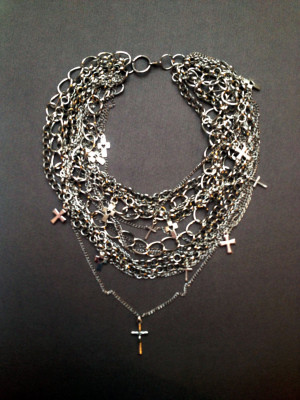 Cross necklace Gothic jewelry Victorian jewelry Necklace chain Wiccan jewelry Witch jewelry Multi strand chain necklace Punk chains