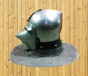 Best Close Helmet for Use on Horseback, Battle Ready Bascinet for Modern Knights Fighting, Historical Full Face Hardened Steel Helmet