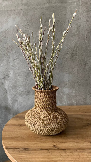Vase for dried flowers, woven vase, boho home dcor, unique gift