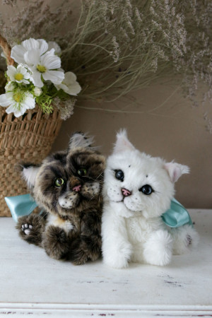 Wedding gift for couple, personalized cat lovers gift, stuffed animal, custom plush toy, collectible art doll