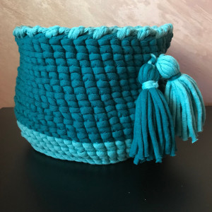 Mothers day gift basket, boho room decor, knit basket with handles