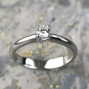 Diamond Engagement Ring, 14K White Gold Promise Ring, Dainty 14K White Heart Ring, Simple Rings For Women, Anniversary Gift