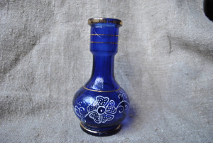 Pretty hand-painted glass Shisha Hookah Reservoir or blue vase