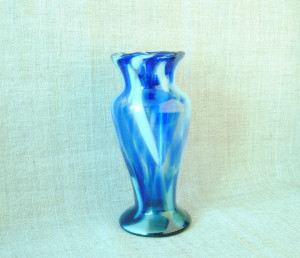 Blue glass vase Vintage multi-colored glass vase  from the USSR