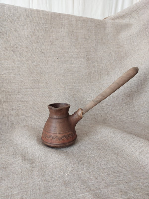 Jazve coffee maker - Turkish ceramic manual coffee maker with wooden handle, 2000s