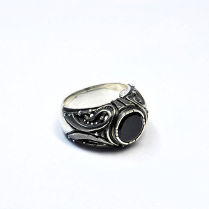 Black onyx mens ring | Mens custom jewelry ring | Signet black onyx ring for men