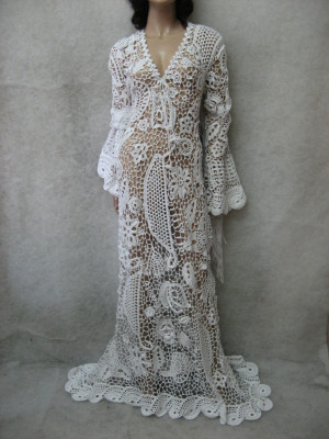 Crochet white dress Crochet maxi dress Handmade White Dress wedding dress White dress irish lace dress cotton Dress crochet wedding gown