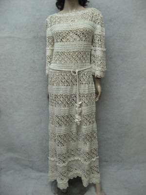 Crochet maxi dress handmade maxi dress Crochet ivory lacy dress Handmade linen Dress Crocheted Beachwear,crochet beige garment
