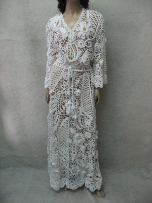 Wedding handmade maxi dress Crochet white irish lace dress Handmade Bridal cotton Dress Crochet Beach wedding dress crochet wedding garment