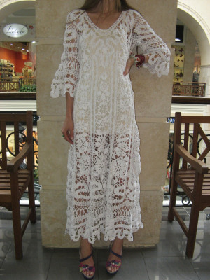 Crochet maxi dress Handmade White Dress wedding dress Crochet white dress irish lace dress Summer cotton Dress crochet wedding garment