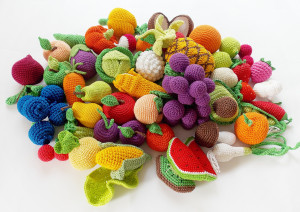 45 pcs-Crochet fruit and vegetable set /Pretend Play/ Kitchen Play Food/ Crochet Toy /Kitchen food/Crochet food /pineapple/coconut/avocado