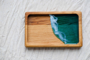 Wooden Resin Art tray  for jewelry or serving