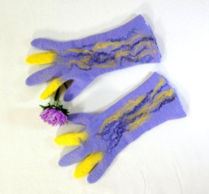 Lilac winter gloves with fingers Felted mittens Merino wool gloves Arm warmers College student gift for her Best friend gift Gifts under 50