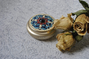 1960-Soviet Powder box, Casket enamel, Soviet  puff-box with Lid