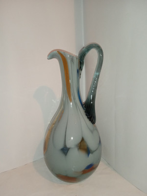 1950 Murano style glass jug, Vintage multi-colored glass jug from the USSR