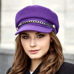 Cashmere newsboy cap women Elegant purple greek fisherman hat
