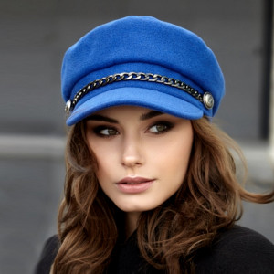 Cashmere newsboy cap women Elegant blue greek fisherman hat