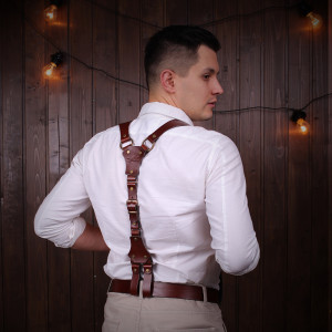 wedding suspenders,retro leather,mens gift casual suspenders Classic genuine leather suspenders with rubber Accessories Belts & Braces Suspenders 