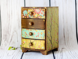 Spring Floral Mini chest drawers , Desktop Organizer