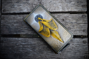 The King in Yellow. Long tooled zipper wallet.