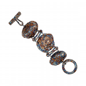 Shell Titanium bracelet Size 6.69 in / 17.0 cm, Welded art, Iridescent bracelet, Blue wide bracelet, Celestial jewelry
