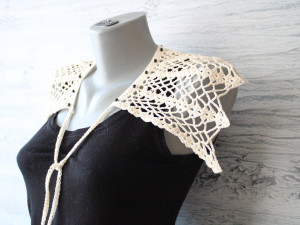 Accessories Scarves & Wraps Collars & Bibs Large Rectangular Net and Lace Victorian Collar 