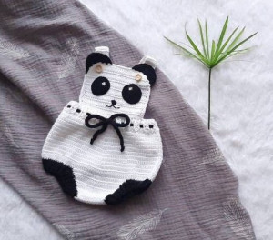 Newborn girl panda outfit, newborn props, funny baby onesie