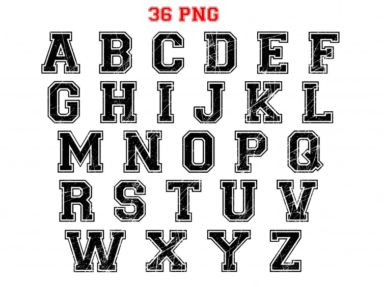 Varsity Distressed font letters numbers OTF | SVG | PNG| College ...