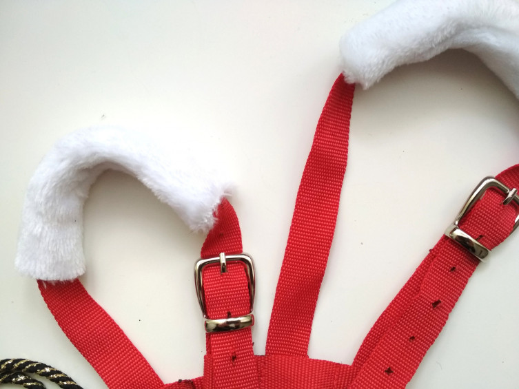  Red hobby horse halter, Stick horse tack