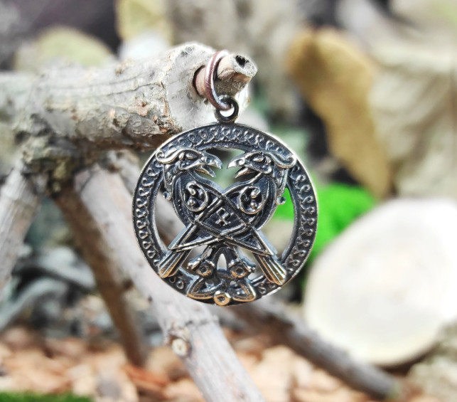 Huginn And Muninn Jewelry Two Odins Raven In Circle On Triquetra