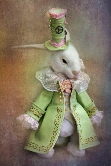 White Rabbit From Alice in Wonderland Needle Felted White Rabbit in a  Costume and Hat White Wool Bunny Figurine Collectible Fantasy Art Doll 