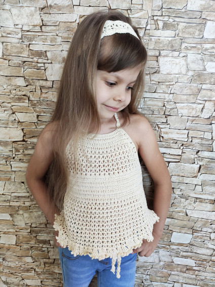 Crochet ivory kids top Bohemian beach clothing for little girls 95647 ...