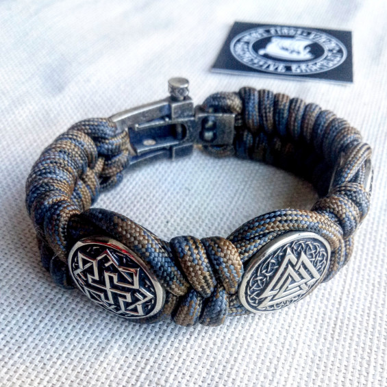 "Horror shield" Paracord bracelet with  beads "Valknut" "Valkyrie" 