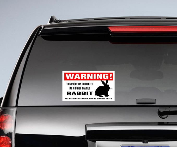 Warning Rabbit Sticker 4x8 Inch Rabbit Decal Funny Sticker 80520 In Online Supermarket Sol 