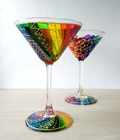 Stripes Martini Glasses