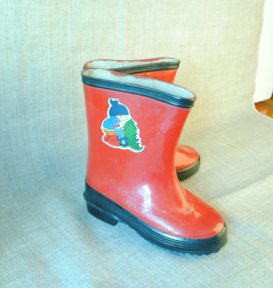 1980 - Children rubber red boots, Galoshes for unisex kid, made in ...