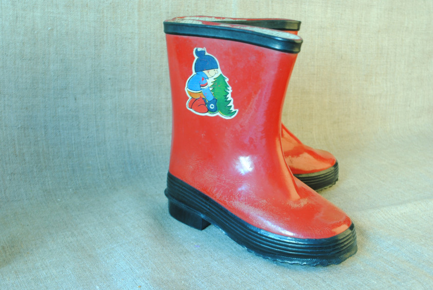 1980 - Children rubber red boots, Galoshes for unisex kid, made in ...